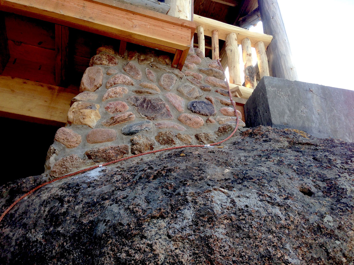 Broadmoor Fire Tower, Near Colorado Springs, CO. Foundation and natural stone.